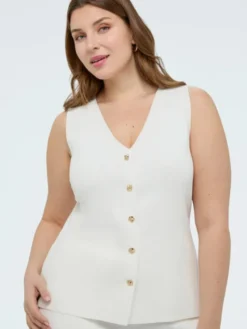 Fiorella Rubino Kamizelka M089L008362N011 Biały Regular Fit