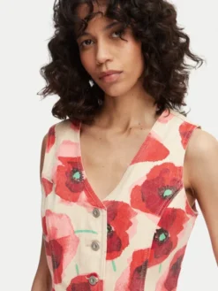 French Connection Kamizelka Poppy 7G9A9 Czerwony Slim Fit