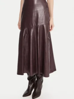 French Connection Spódnica z imitacji skóry 73ZAP 60 Bordowy Regular Fit