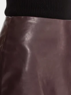French Connection Spódnica z imitacji skóry 73ZAP 60 Bordowy Regular Fit