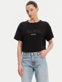 Gaudi T-Shirt 511BD64030 Czarny Regular Fit