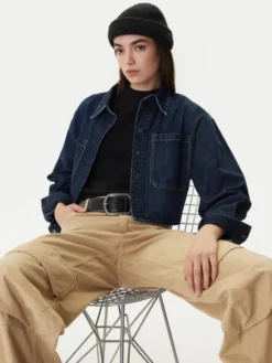 G-STAR Koszula jeansowa D26851-E090 Granatowy Boxy Fit