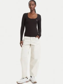 Guess Bluzka V4BP07 K8RT2 Brązowy ciemny Slim Fit