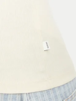 Guess Jeans Bluzka W6BP06 K5471 Beżowy jasny Slim Fit