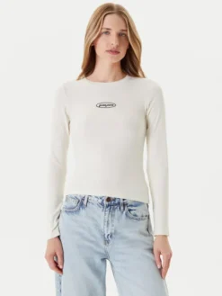 Guess Jeans Bluzka W5YP38 KA0H1 Écru Slim Fit