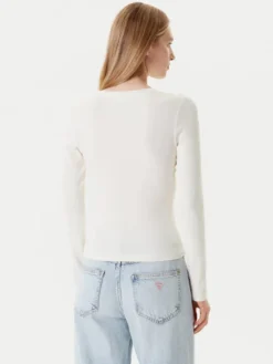 Guess Jeans Bluzka W5YP38 KA0H1 Écru Slim Fit