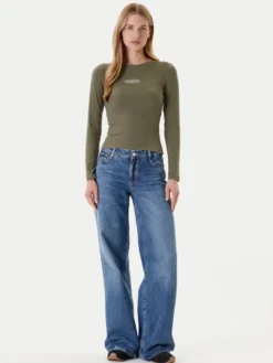 Guess Jeans Bluzka W5YP38 KA0H1 Khaki Slim Fit