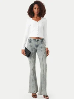 Guess Jeans Bluzka W6YP03 K3647 Biały Slim Fit