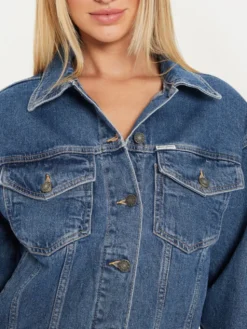 Guess Jeans Kurtka jeansowa W4YN56 D5CC3 Granatowy Oversize