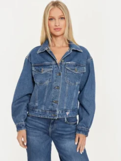 Guess Jeans Kurtka jeansowa W4YN56 D5CC3 Granatowy Oversize