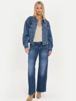 Guess Jeans Kurtka jeansowa W4YN56 D5CC3 Granatowy Oversize