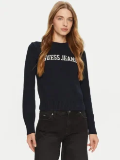 Guess Jeans Sweter W4BR10 Z3HM1 Niebieski Regular Fit