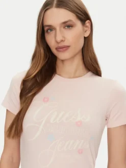 Guess Jeans T-Shirt W5GI24 J1314 Beżowy Regular Fit