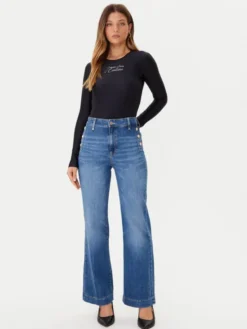 Guess Jeansy W5GA0P D5Q01 Niebieski Wide Leg