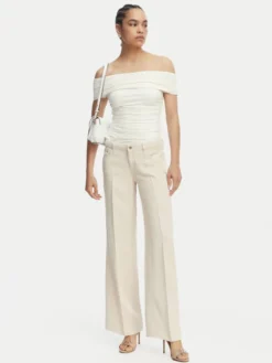 Guess Jeansy W4GA96 WDP85 Kremowy Wide Leg