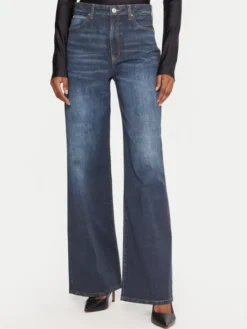 Guess Jeansy W5YA1A D0213 Granatowy Wide Leg
