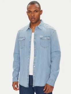Guess Koszula jeansowa M4GH02 D3PF5 Niebieski Slim Fit