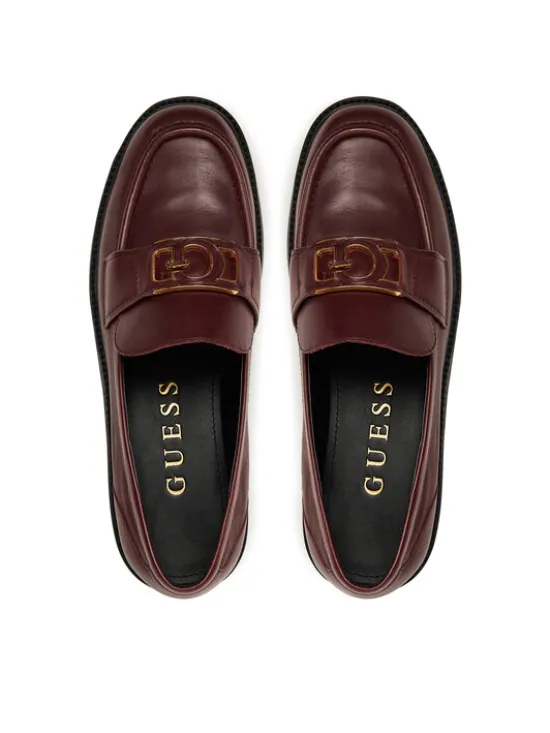 Guess Loafersy FLTSH3 LEA14 Bordowy
