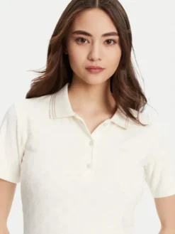 Guess Polo V5YP01 KCX12 Kremowy Regular Fit