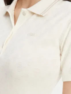 Guess Polo V5YP01 KCX12 Kremowy Regular Fit