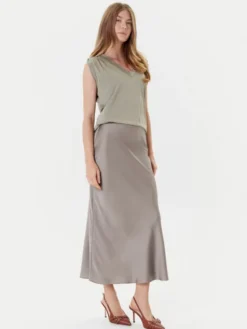 Guess Spódnica midi W5YD55 WF1T2 Szary Regular Fit