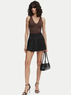 Guess Spódnica plisowana W6YD14 W2940 Czarny Regular Fit