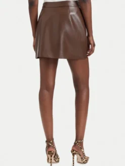 Guess Spódnica z imitacji skóry W6YD09 W2902 Brązowy Regular Fit