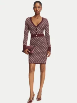Guess Sukienka dzianinowa W6BK23 Z1422 Bordowy Slim Fit