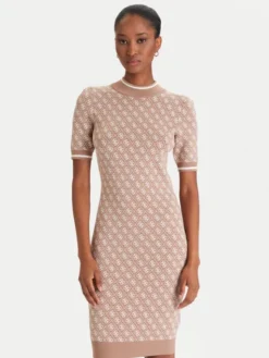 Guess Sukienka dzianinowa W3YK39 Z37K0 Beżowy Regular Fit