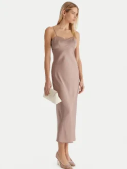Guess Sukienka wieczorowa W5YK35 WHEZ2 Beżowy Slim Fit