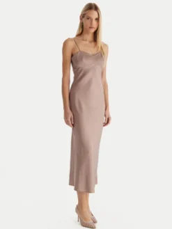 Guess Sukienka wieczorowa W5YK35 WHEZ2 Beżowy Slim Fit