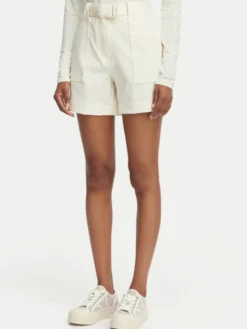Guess Szorty materiałowe W6GD01 W1415 Kremowy Regular Fit