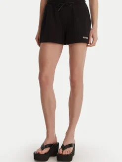 Guess Szorty sportowe E6GD01 KCRZ1 Czarny Relaxed Fit