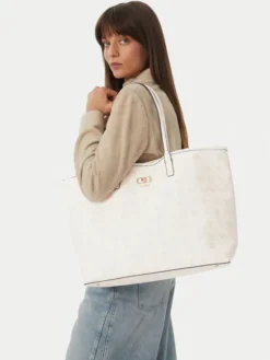 Guess Torebka Emelie Logo HWGP99 28240 Kremowy