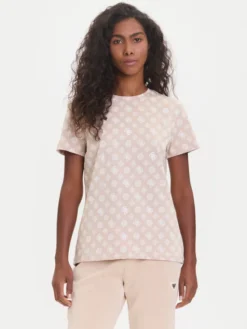 Guess T-Shirt V5YI04 I3Z14 Beżowy Regular Fit