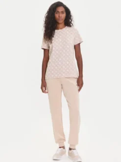 Guess T-Shirt V5YI04 I3Z14 Beżowy Regular Fit