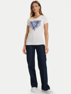 Guess T-Shirt W5BI29 J1314 Écru Slim Fit