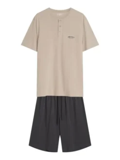 Henderson Piżama 44604 Beżowy Regular Fit