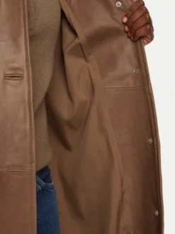 Herskind Płaszcz skórzany Halston 5470175 Brązowy Loose Fit