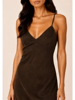Hottie Hot Sukienka letnia MARGARET cupro Brązowy Slim Fit