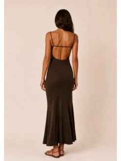 Hottie Hot Sukienka letnia MARGARET cupro Brązowy Slim Fit