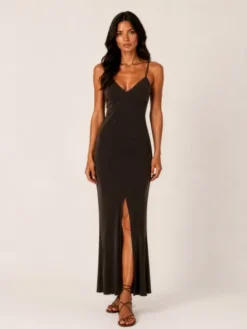 Hottie Hot Sukienka letnia MARGARET cupro Brązowy Slim Fit