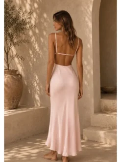 Hottie Hot Sukienka letnia MARGARET cupro Różowy Slim Fit