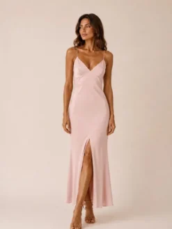 Hottie Hot Sukienka letnia MARGARET cupro Różowy Slim Fit