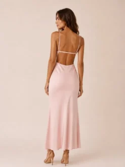 Hottie Hot Sukienka letnia MARGARET cupro Różowy Slim Fit