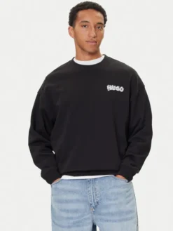 HUGO Bluza Nyrocrew 50549778 Czarny Loose Fit