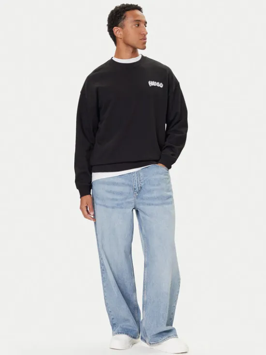 HUGO Bluza Nyrocrew 50549778 Czarny Loose Fit