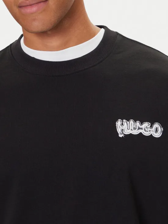 HUGO Bluza Nyrocrew 50549778 Czarny Loose Fit
