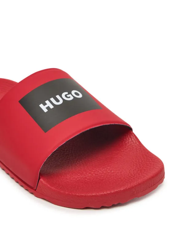 HUGO Klapki Timein Slid 50548061 Czerwony