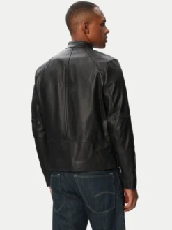 HUGO Kurtka skórzana Likos 50564039 Czarny Slim Fit